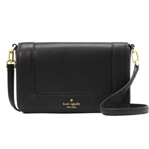 New Kate Spade Lena Mini Flap Crossbody Pebble Leather Black